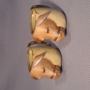 70's UCTCI Cow Head Stoneware Pottery Mugs Japan